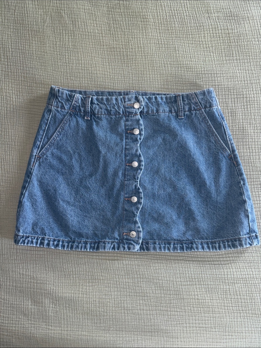 Old Navy Blue Button-Front Denim Mini Skirt
